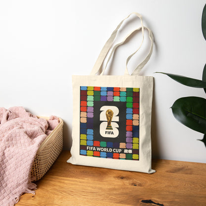 FIFA World Cup Trophy Canvas Tote Bag — Colorblock Soccer Fan Tote