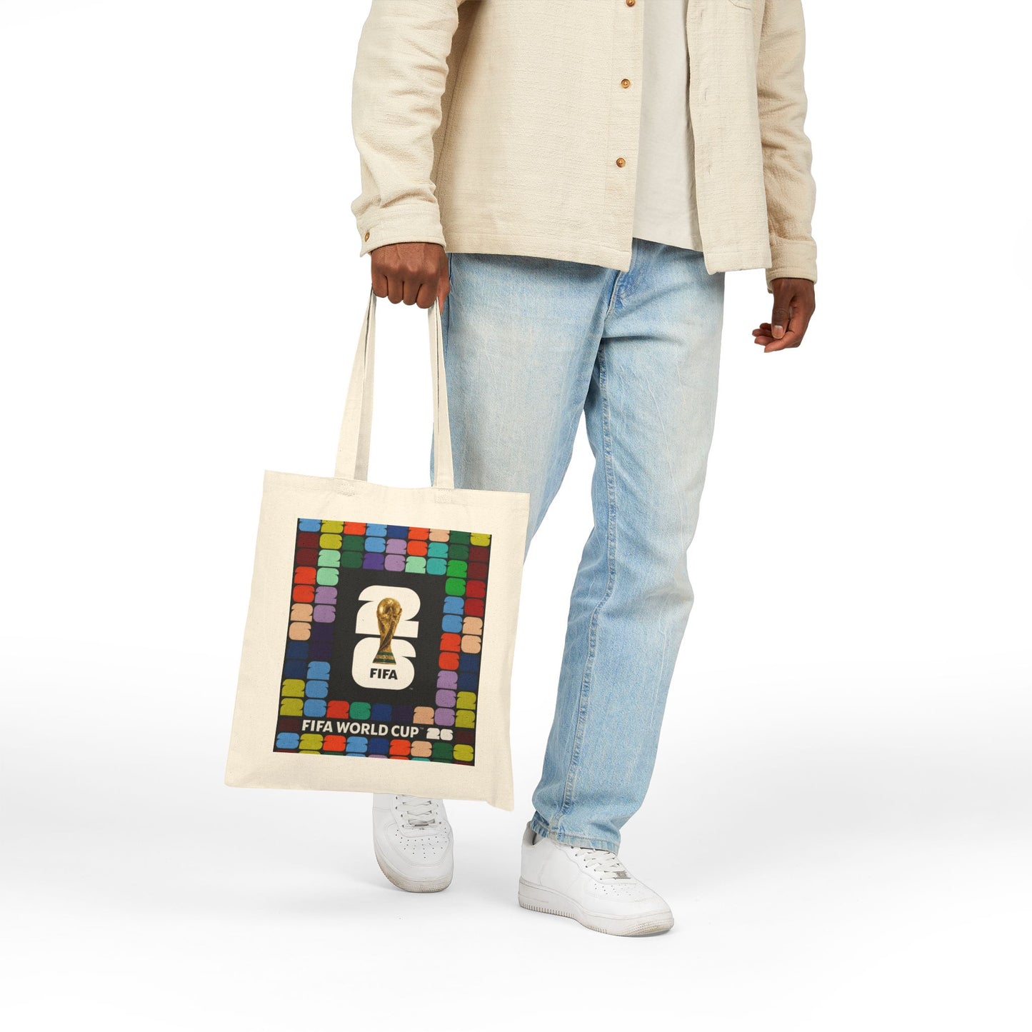 FIFA World Cup Trophy Canvas Tote Bag — Colorblock Soccer Fan Tote