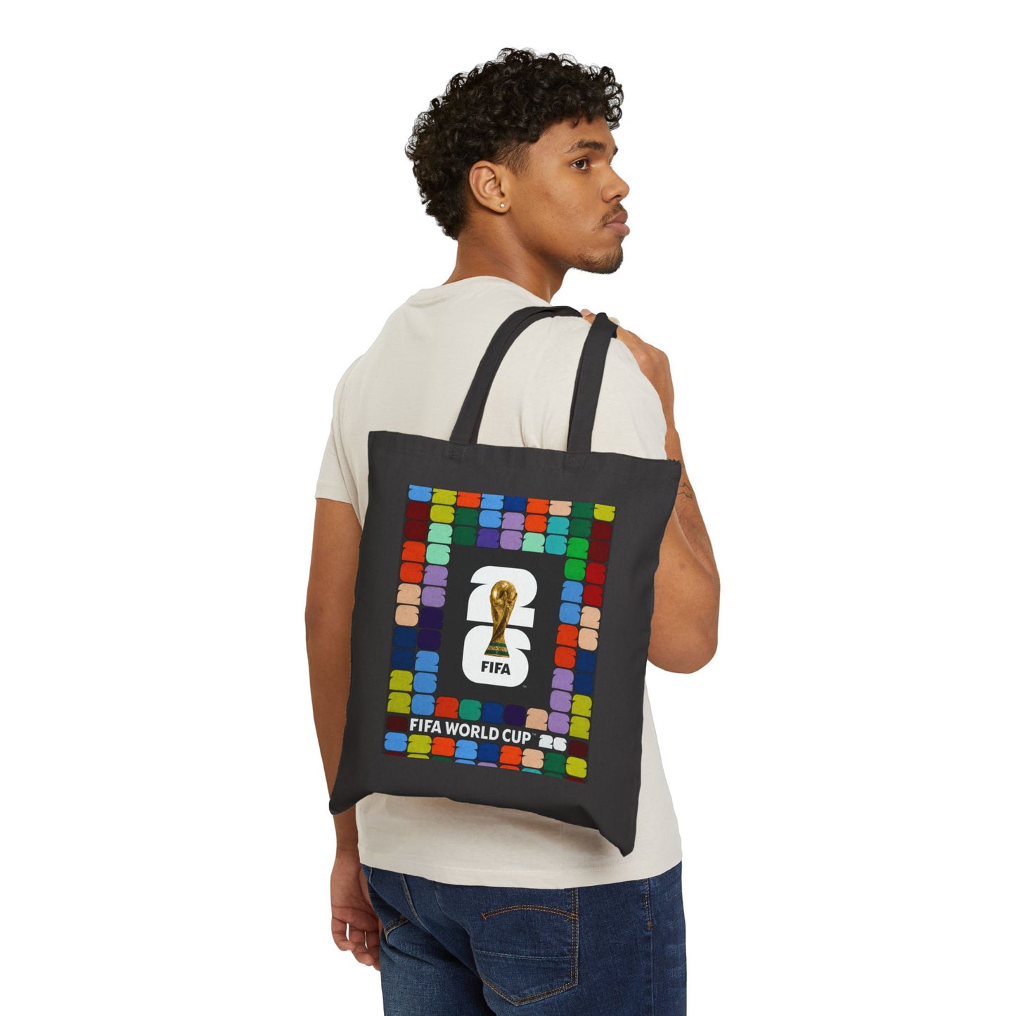 FIFA World Cup Trophy Canvas Tote Bag — Colorblock Soccer Fan Tote