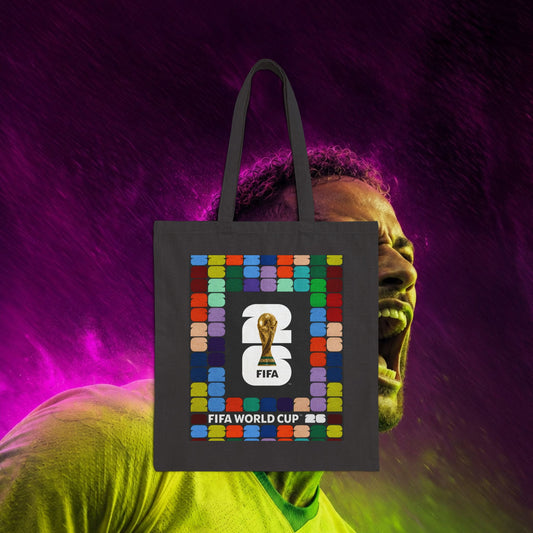 FIFA World Cup Trophy Canvas Tote Bag — Colorblock Soccer Fan Tote