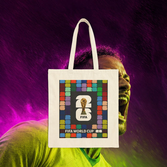 FIFA World Cup Trophy Canvas Tote Bag — Colorblock Soccer Fan Tote